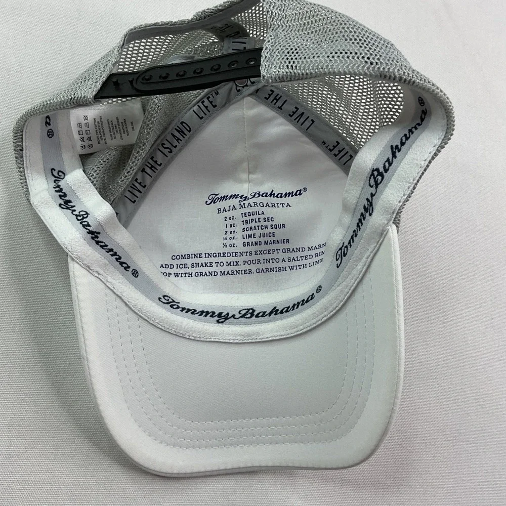 Tommy Bahama Hat Cap Mens Marlin Logo Trucker White Grey Snapback Cap NWT